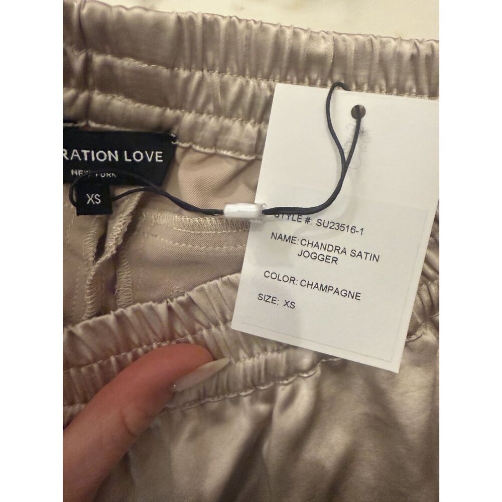 NWT Generation Love Chandra Satin Joggers Champagne Beige Size XS $235 [jb] - Picture 9 of 10